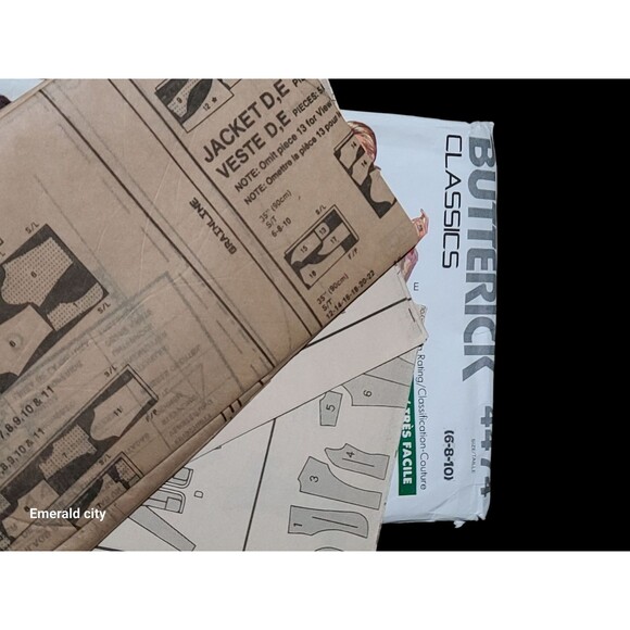 Vtg BUTTERICK 80s Pattern 4474 Womens Size 6-8-10 Loose Fitting Jackets Sewing - Picture 6 of 7